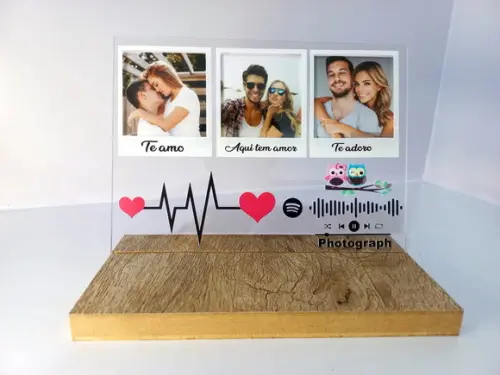 Porta Retrato em Acrilico Spotify Coruja Presente Criativo