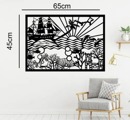 Quadro Mar,navio,sol, Painel Decorativo