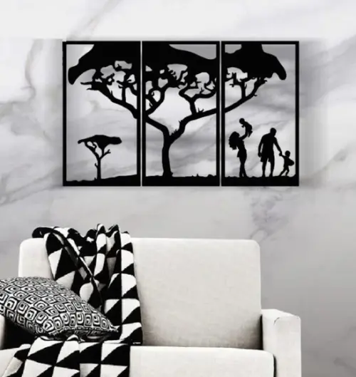 Quadro Painel Decorativo Arvore da Vida Família 3 Partes