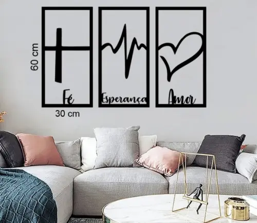 Quadro Painel Decorativo Fe,amor e Familia