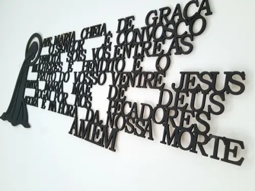 Quadro Santinha Oraçao Ave Maria, Painel Decorativo 3d