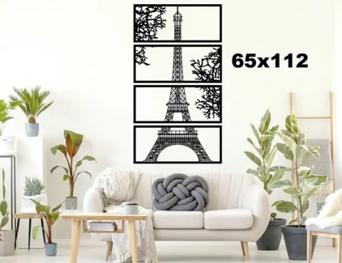 Quadro Torre Eiffel Perspectiva mdf Decorativo Vazado 65x112