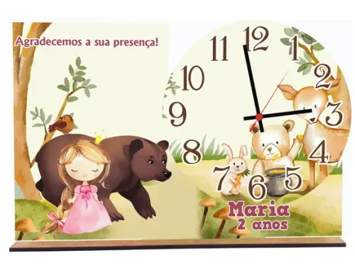 Relogio 5 Unidades , Menina e o Urso na Floresta