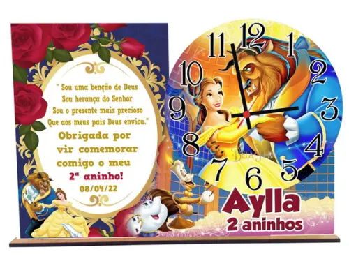 Relogio a Bela e a Fera com 5 Unidades Decorativo