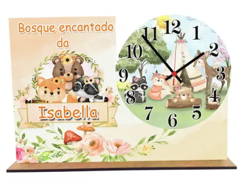 Relogio de Mesa Bicho no Bosque para Decoração com 5 Unidade