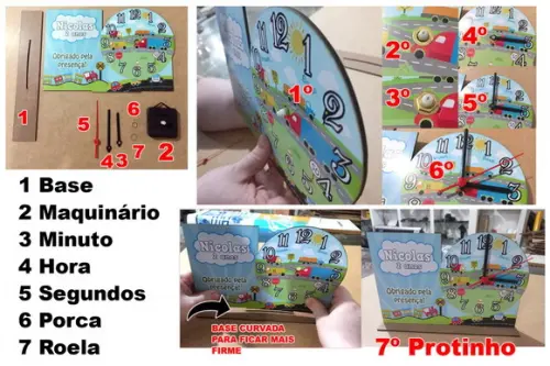 Relogio de Mesa Fabrica dos Sonhos Lembrancinha 5 Unidades