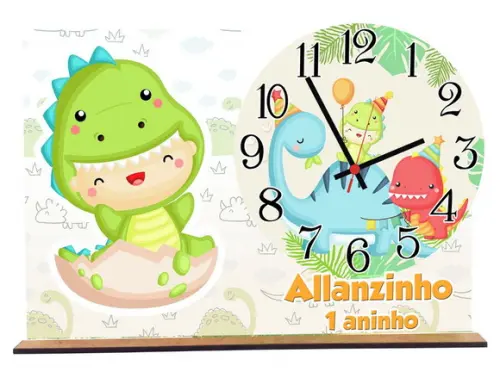 Relogio Dino Baby para Decoração com 5 Unidades