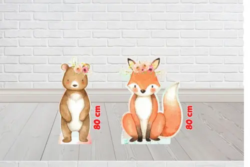 Totem Bicho no Bosque com 80 cm Urso e Rapoza