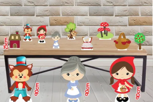 Totem Chapeuzinho Vermelho e Displays de Mesa Enfeite