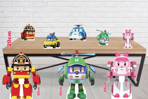 Totem de Chão Robocar e Displays de Mesa para Decoração
