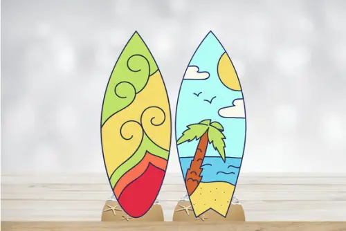 Totem Decorativo Prancha de Surf de Coração Praia em mdf