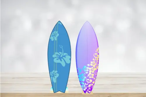 Totem Decorativo Prancha de Surf em mdf de 3mm Azul e Lilás