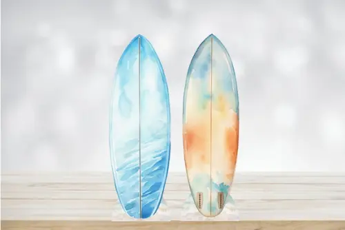 Totem Decorativo Prancha de Surf Aquarela em mdf