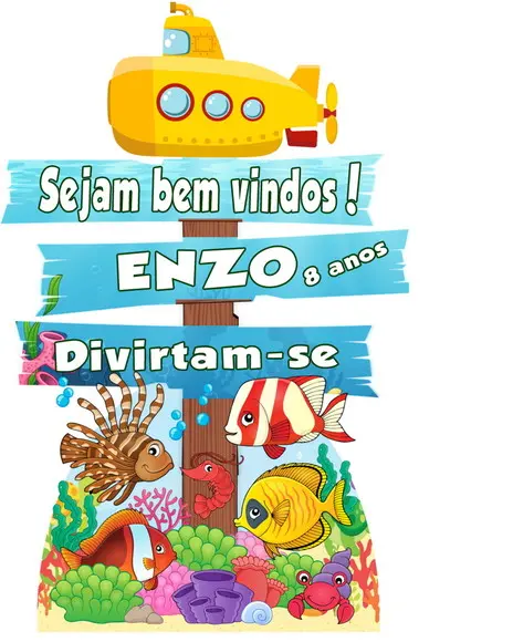 Totem Fundo do Mar Placa de Sinalização