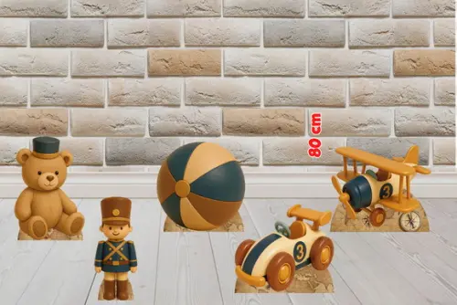 Totem Kit Urso Vintage para Decoração com 80cm