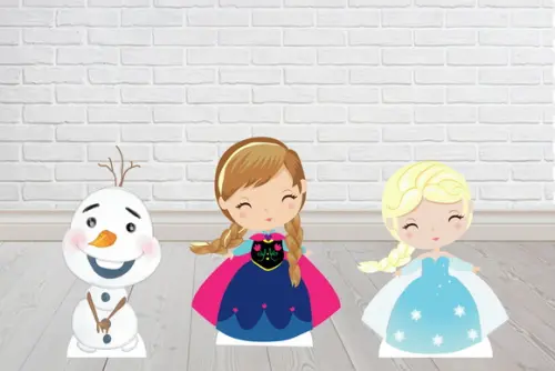 Totem Olaf, Elsa e Anna para Decoração de Festa