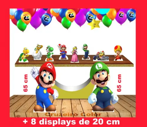 Totem Super Mario Bros 65 cm e Displays de Mesa 20 cm