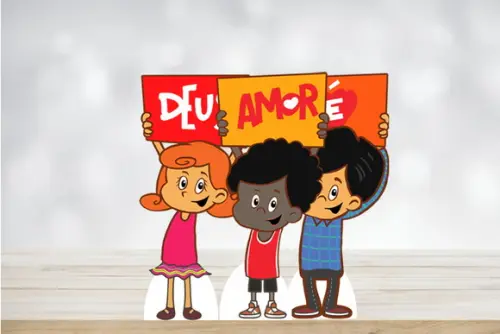Totem Três Palavrinhas para Decoração de Festa em mdf