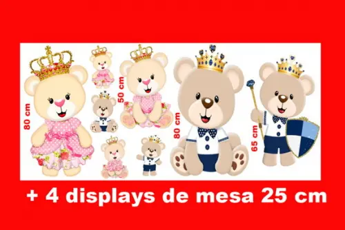 Totens de Chão Ursinha Princesa e Displays de Mesa
