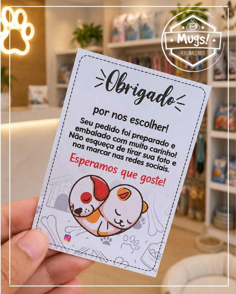 50 Cartões de agradecimento ao cliente pet shop