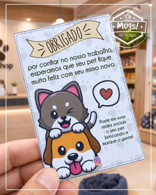 50 Cartões de agradecimento ao cliente pet shop