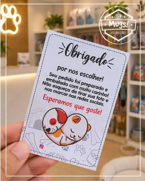 50 Cartões de agradecimento ao cliente pet shop