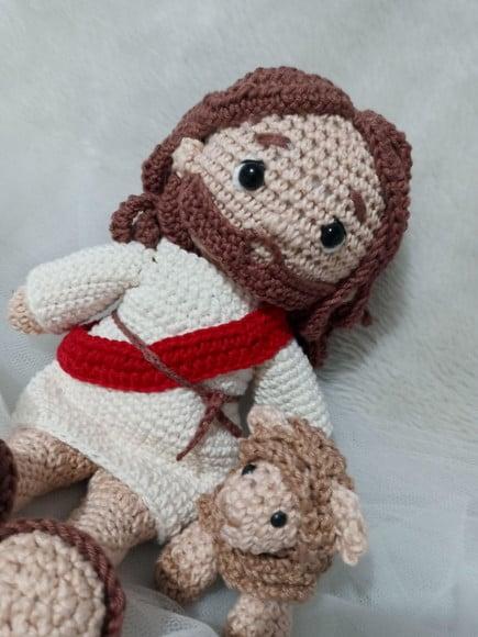 Amigurumi Jesus com Ovelhinha