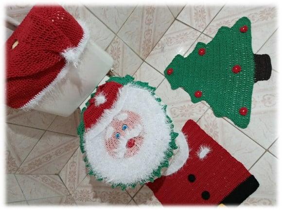 Jogo de banheiro Papai Noel - 4 peças