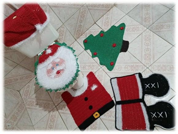 Jogo de banheiro Papai Noel - 5 peças