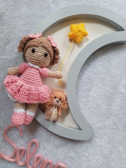 Porta Maternidade Lua - Boneca + Cachorrinho