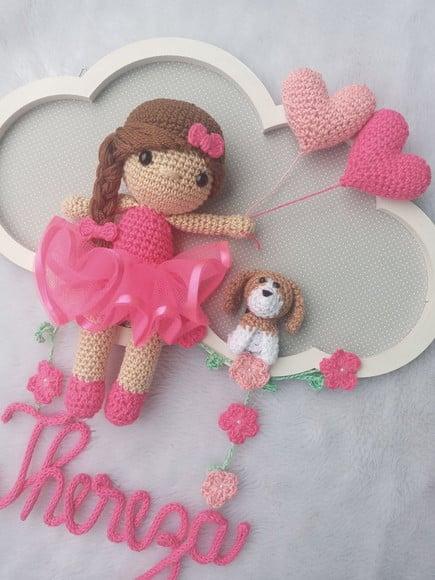 Porta Maternidade Nuvem - Boneca + Cachorrinho