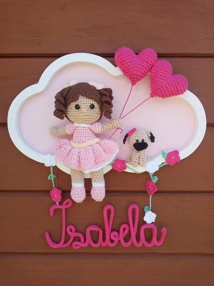 Porta Maternidade Nuvem - Boneca + Cachorrinho