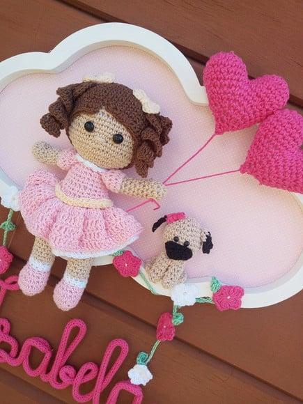 Porta Maternidade Nuvem - Boneca + Cachorrinho