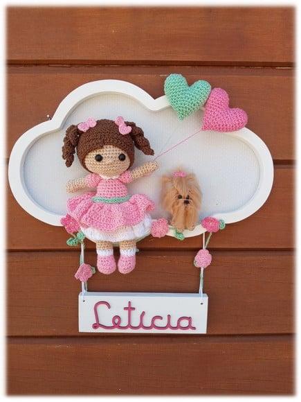 Porta Maternidade Nuvem - Boneca + Cachorrinho