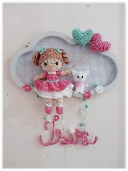 Porta Maternidade Nuvem - Boneca + Gatinho
