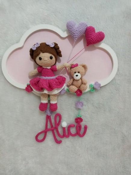 Porta Maternidade Nuvem - Boneca + Ursinho