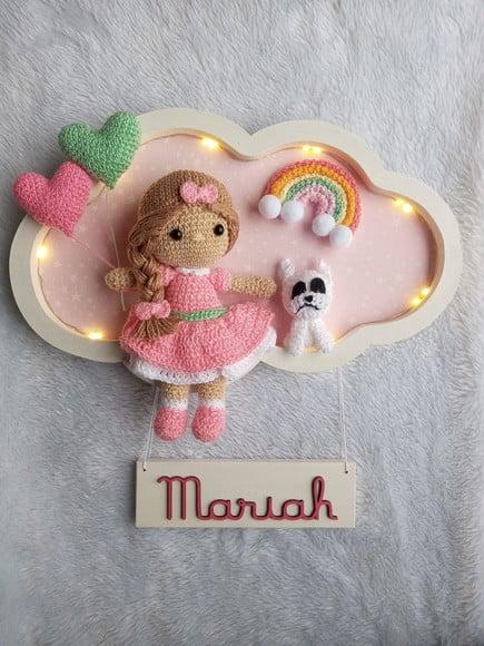 Porta Maternidade Nuvem - Boneca com Led