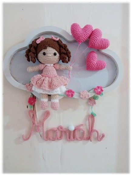 Porta Maternidade Nuvem - Boneca com Led