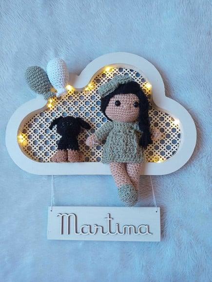 Porta Maternidade Nuvem Pinus com Led - Boneca