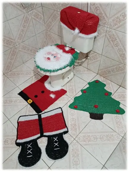 Jogo de banheiro Papai Noel - 5 peças