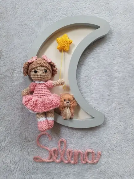 Porta Maternidade Lua - Boneca + Cachorrinho