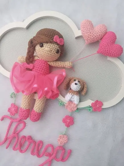Porta Maternidade Nuvem - Boneca + Cachorrinho