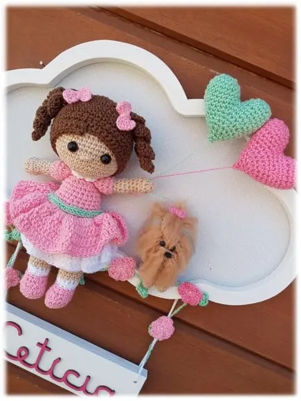 Porta Maternidade Nuvem - Boneca + Cachorrinho