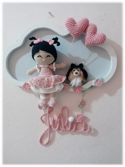 Porta Maternidade Nuvem - Boneca + Cachorrinho