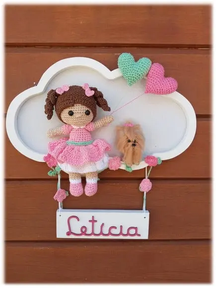 Porta Maternidade Nuvem - Boneca + Cachorrinho