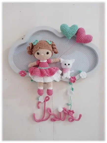 Porta Maternidade Nuvem - Boneca + Gatinho