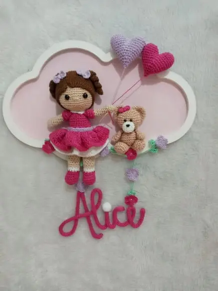 Porta Maternidade Nuvem - Boneca + Ursinho