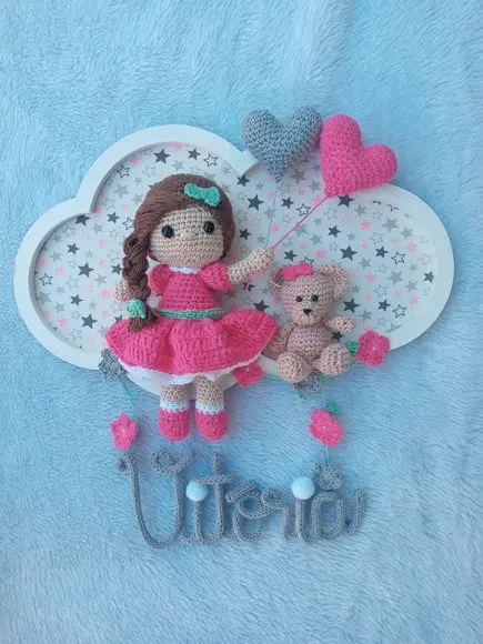 Porta Maternidade Nuvem - Boneca + Ursinho