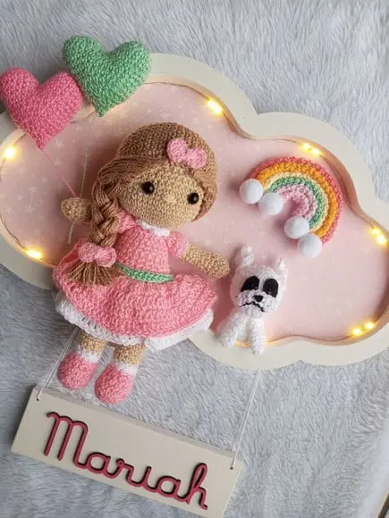 Porta Maternidade Nuvem - Boneca com Led