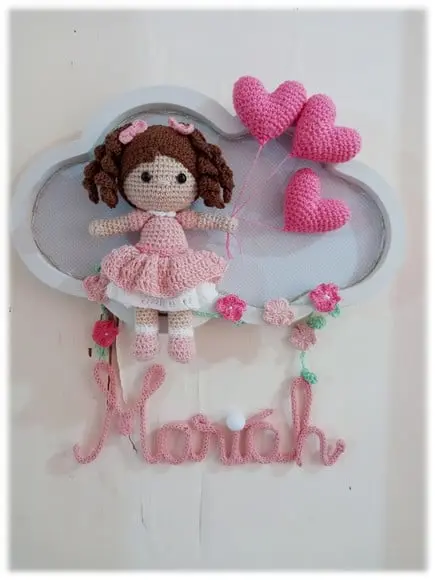 Porta Maternidade Nuvem - Boneca com Led